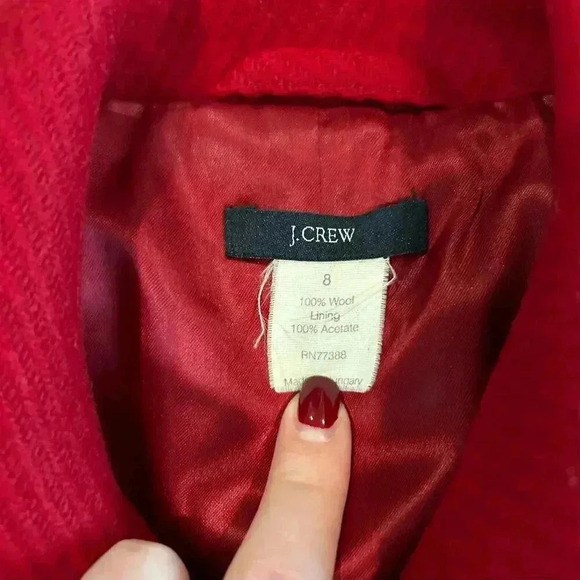 J. Crew Double Cloth Lady Day Metro Wool Coat in Red Flame Outdoor Womens Size 8 - Picture 7 of 7